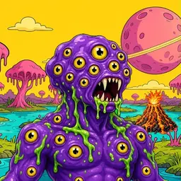Oozlings #5483, Eyeball Cluster · Turquoise Swamp