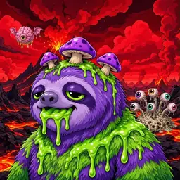 Oozlings #5485, Slime Sloth · Lava Fields
