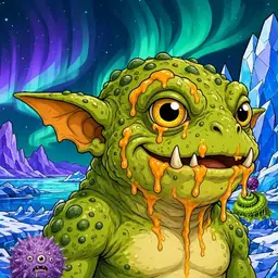 Oozlings #5489, Toad Goblin · Aurora Ice