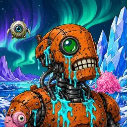 Oozlings #5490, Rusty Robot · Aurora Ice