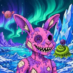 Oozlings #5495, Zombie Bunny · Aurora Ice