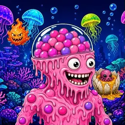 Oozlings #5496, Gumball Brain · Glow Reef