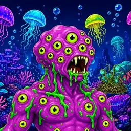 Oozlings #5505, Mutated Eyeball Cluster · Glow Reef