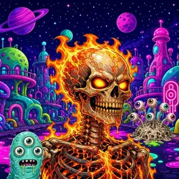 Oozlings #5506, Fire Skull · Neon City