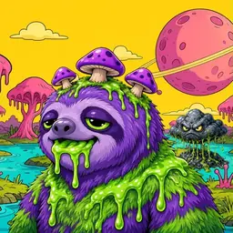Oozlings #5513, Slime Sloth · Turquoise Swamp
