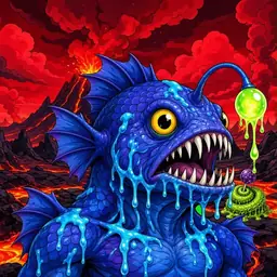 Oozlings #552, Anglerfish · Lava Fields