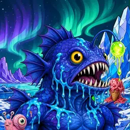 Oozlings #5522, Anglerfish · Aurora Ice