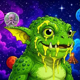 Oozlings #5524, Mutated Toad Goblin · Void Nebula
