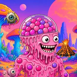 Oozlings #5526, Gumball Brain · Mushroom Desert