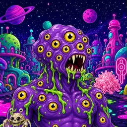 Oozlings #5531, Eyeball Cluster · Neon City