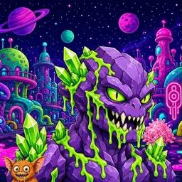 Oozlings #5537, Crystal Rock · Neon City