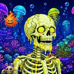 Oozlings #5538, Mutated Skull · Glow Reef