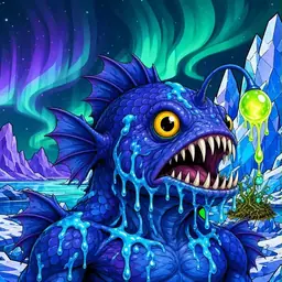 Oozlings #5539, Anglerfish · Aurora Ice