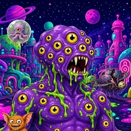 Oozlings #5544, Eyeball Cluster · Neon City