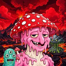 Oozlings #5546, Mushroom Head · Lava Fields