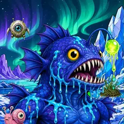 Oozlings #555, Anglerfish · Aurora Ice