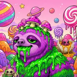 Oozlings #5557, Mutated Slime Sloth · Candy Planet