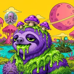 Oozlings #5562, Slime Sloth · Turquoise Swamp