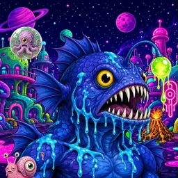 Oozlings #5566, Anglerfish · Neon City