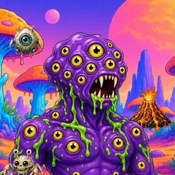 Oozlings #5580, Eyeball Cluster · Mushroom Desert