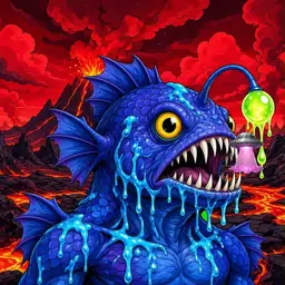 Oozlings #5585, Anglerfish · Lava Fields