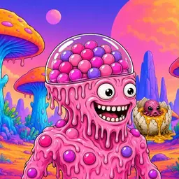 Oozlings #5587, Gumball Brain · Mushroom Desert