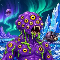 Oozlings #5592, Eyeball Cluster · Aurora Ice