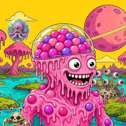 Oozlings #5596, Gumball Brain · Turquoise Swamp