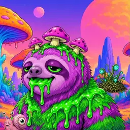 Oozlings #56, Mutated Slime Sloth · Mushroom Desert