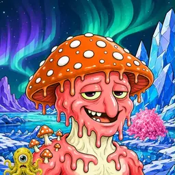 Oozlings #5600, Mutated Mushroom Head · Aurora Ice