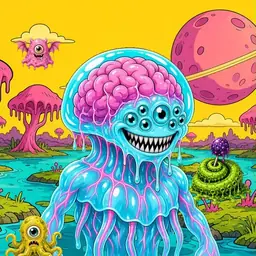 Oozlings #5602, Jellyfish Brain · Turquoise Swamp