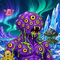 Oozlings #5607, Eyeball Cluster · Aurora Ice