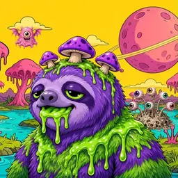 Oozlings #5612, Slime Sloth · Turquoise Swamp