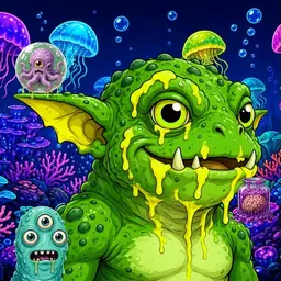 Oozlings #5615, Mutated Toad Goblin · Glow Reef