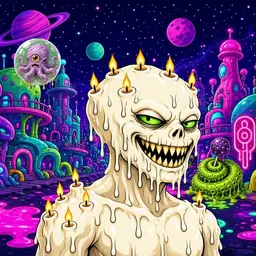 Oozlings #563, Candle Wax · Neon City