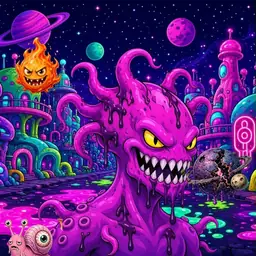 Oozlings #5632, Squid · Neon City