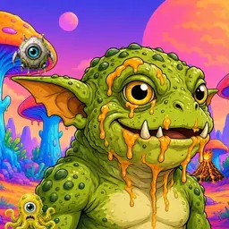 Oozlings #564, Toad Goblin · Mushroom Desert