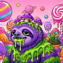 Oozlings #5641, Slime Sloth · Candy Planet