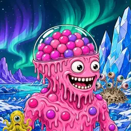 Oozlings #5643, Gumball Brain · Aurora Ice