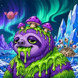 Oozlings #5645, Slime Sloth · Aurora Ice