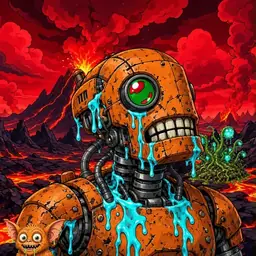 Oozlings #5647, Rusty Robot · Lava Fields