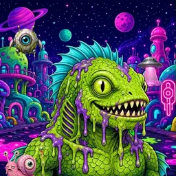 Oozlings #5648, Swamp Fish · Neon City
