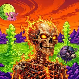 Oozlings #566, Fire Skull · Acid Lake