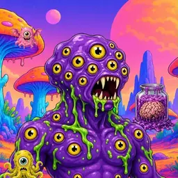 Oozlings #5671, Eyeball Cluster · Mushroom Desert