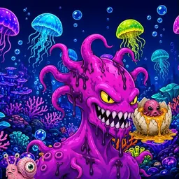 Oozlings #5675, Squid · Glow Reef