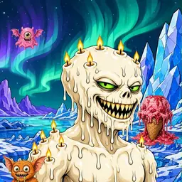 Oozlings #5676, Candle Wax · Aurora Ice