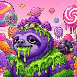 Oozlings #5679, Slime Sloth · Candy Planet