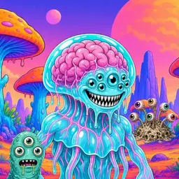 Oozlings #568, Jellyfish Brain · Mushroom Desert