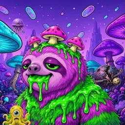 Oozlings #5681, Mutated Slime Sloth · Fungus Forest