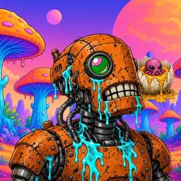 Oozlings #5683, Rusty Robot · Mushroom Desert